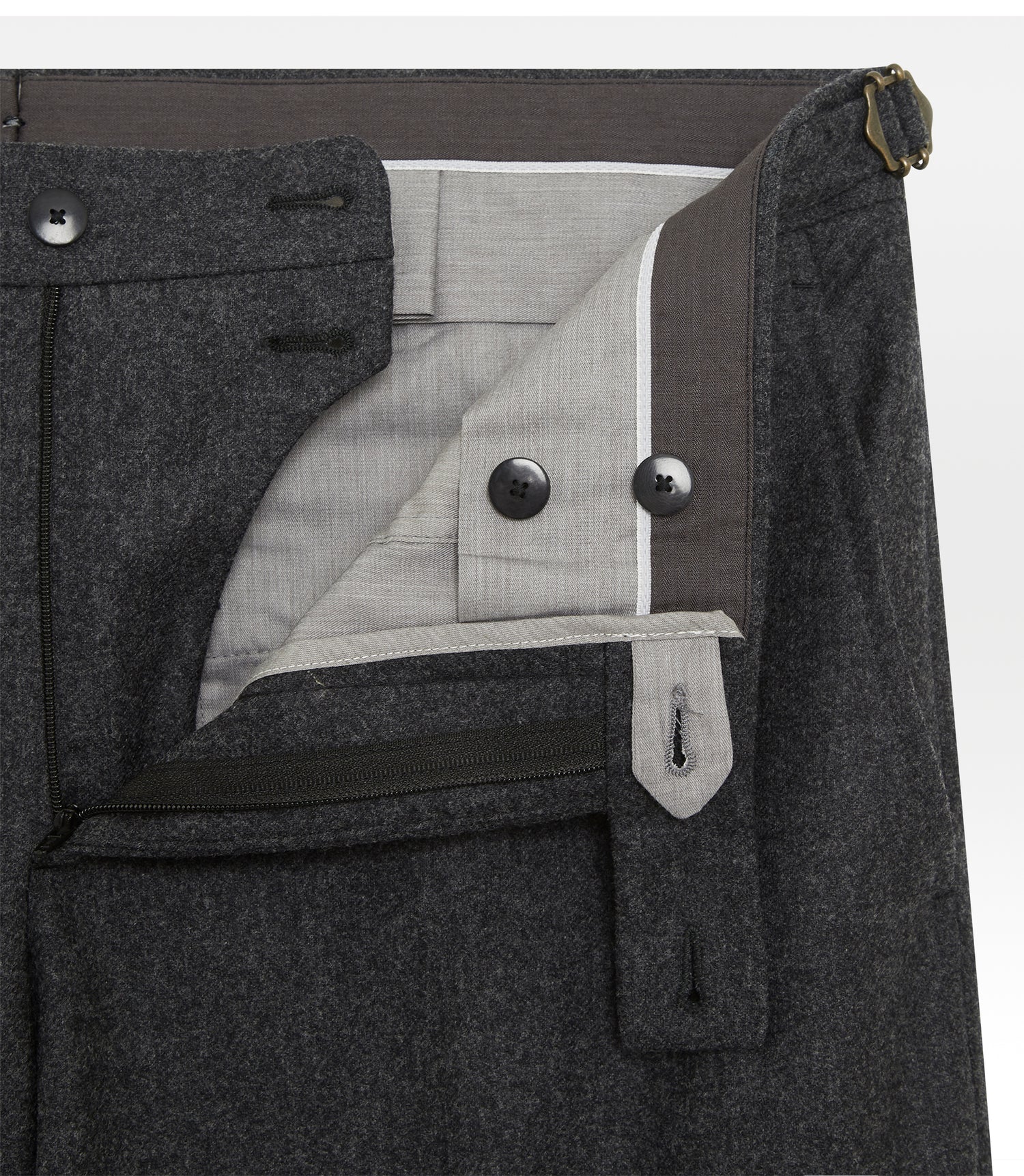 Pantalon en flanelle de laine gris foncé