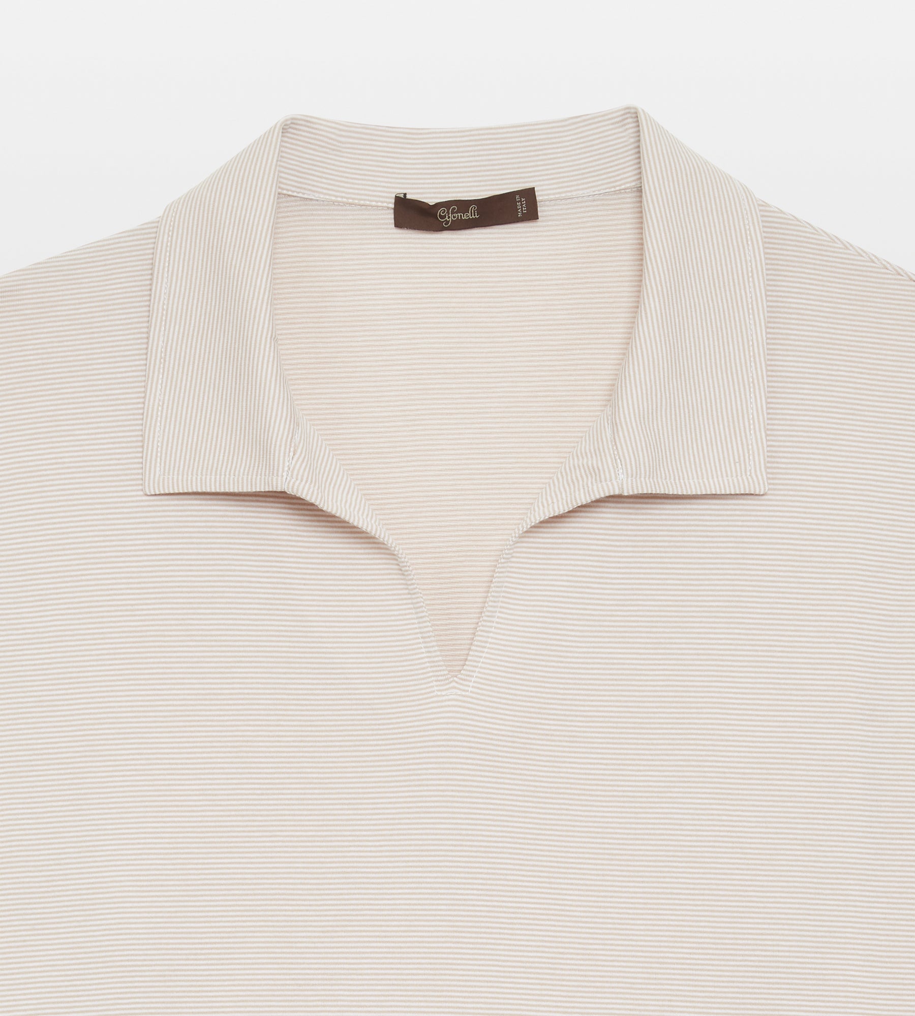 Polo en coton rayé beige