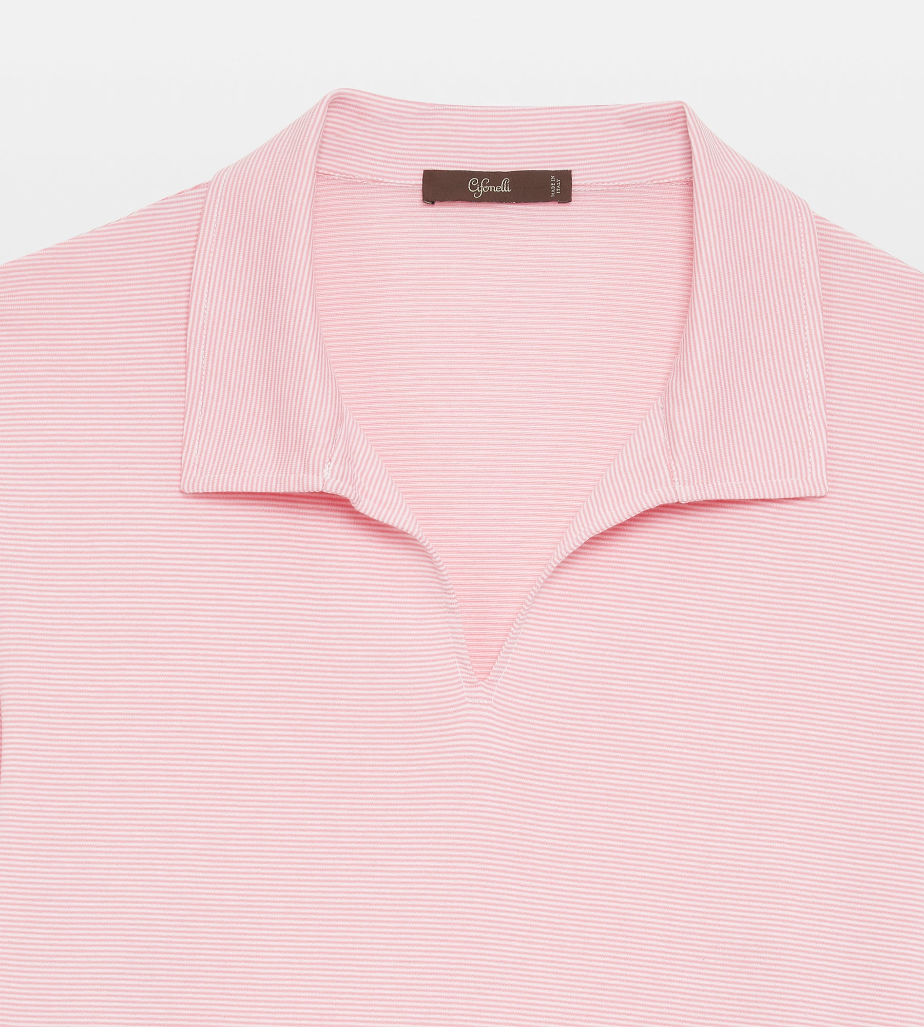 Polo en coton rayé rose