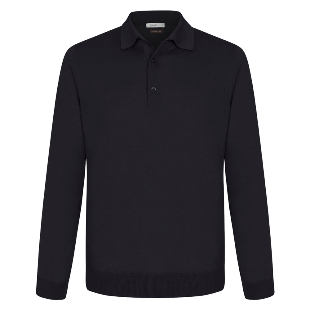 Polo en cachemire & soie bleu marine