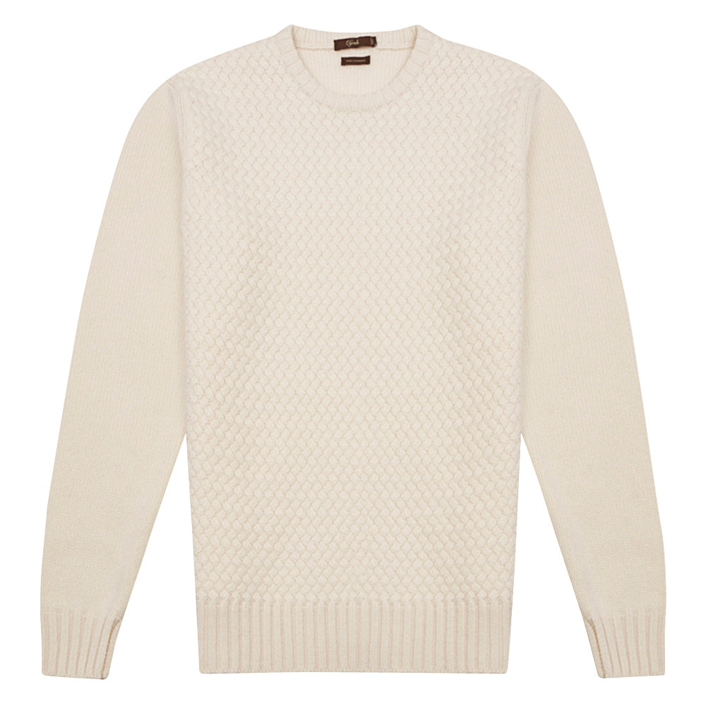 Pull torsadé en cachemire crème