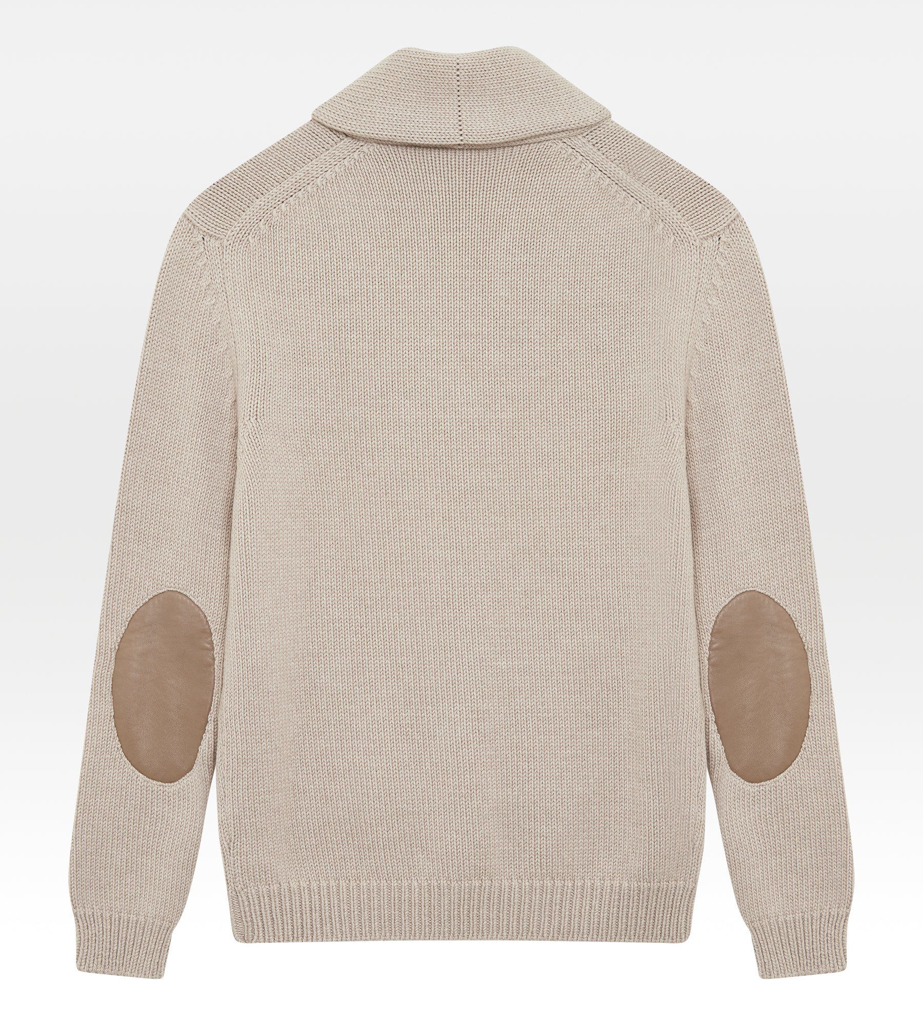 Pull col châle en laine beige