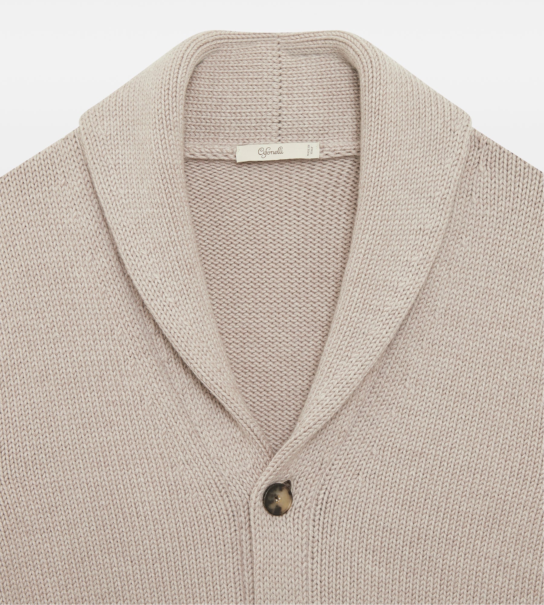 Pull col châle en laine beige