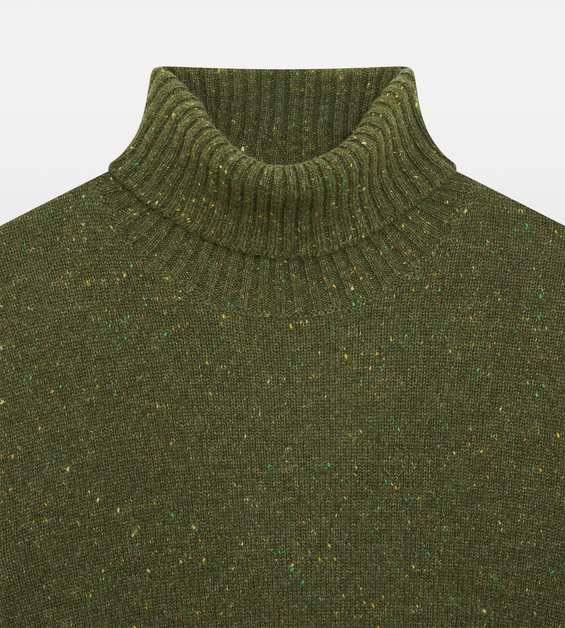 Pull vert en cachemire col roulé