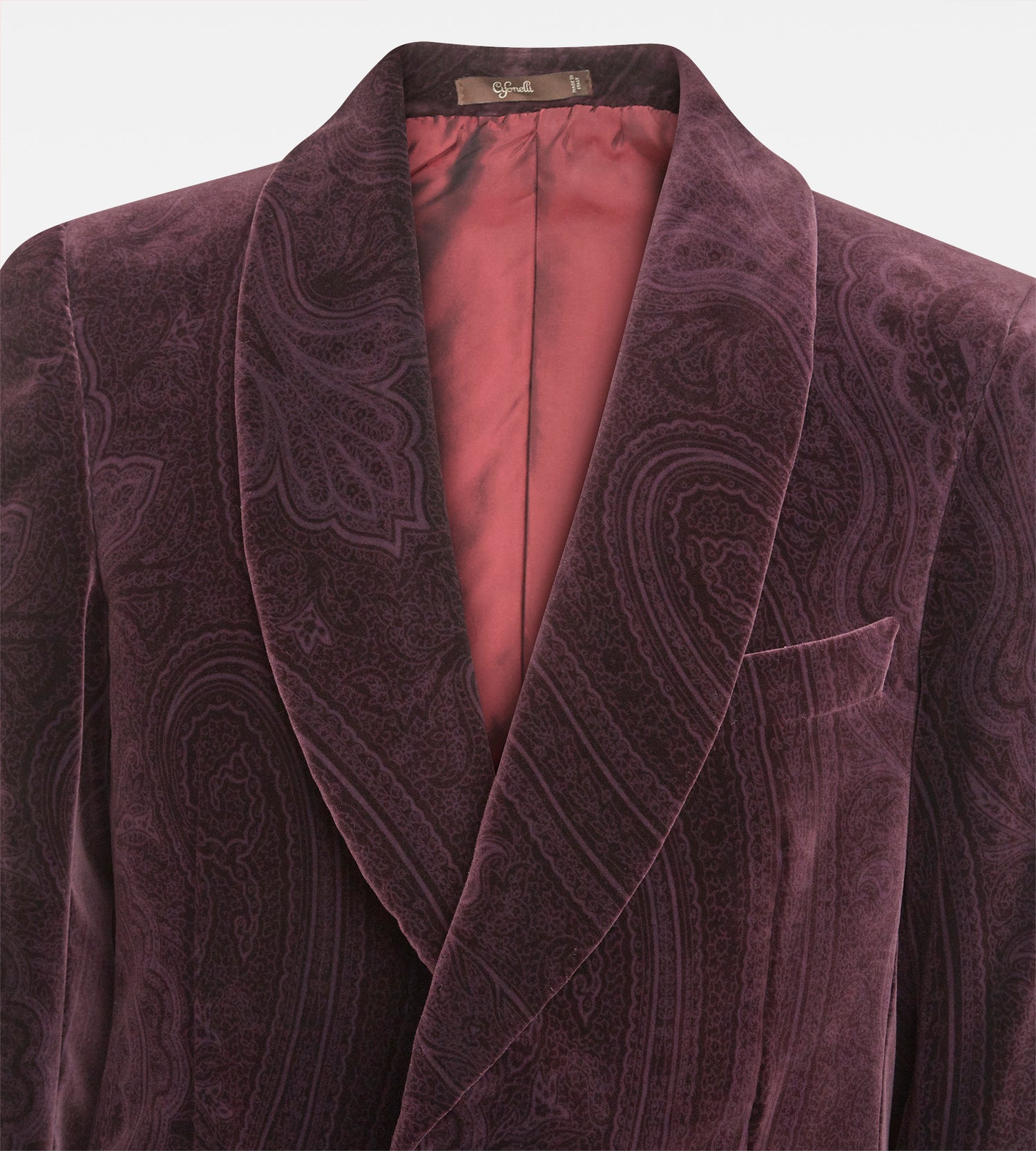 Veste bordeaux en velours imprimée