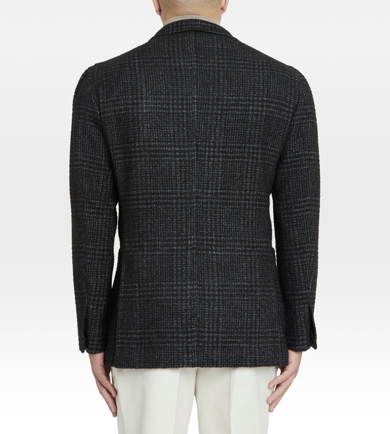Veste noire en cachemire à motif Prince de Galles
