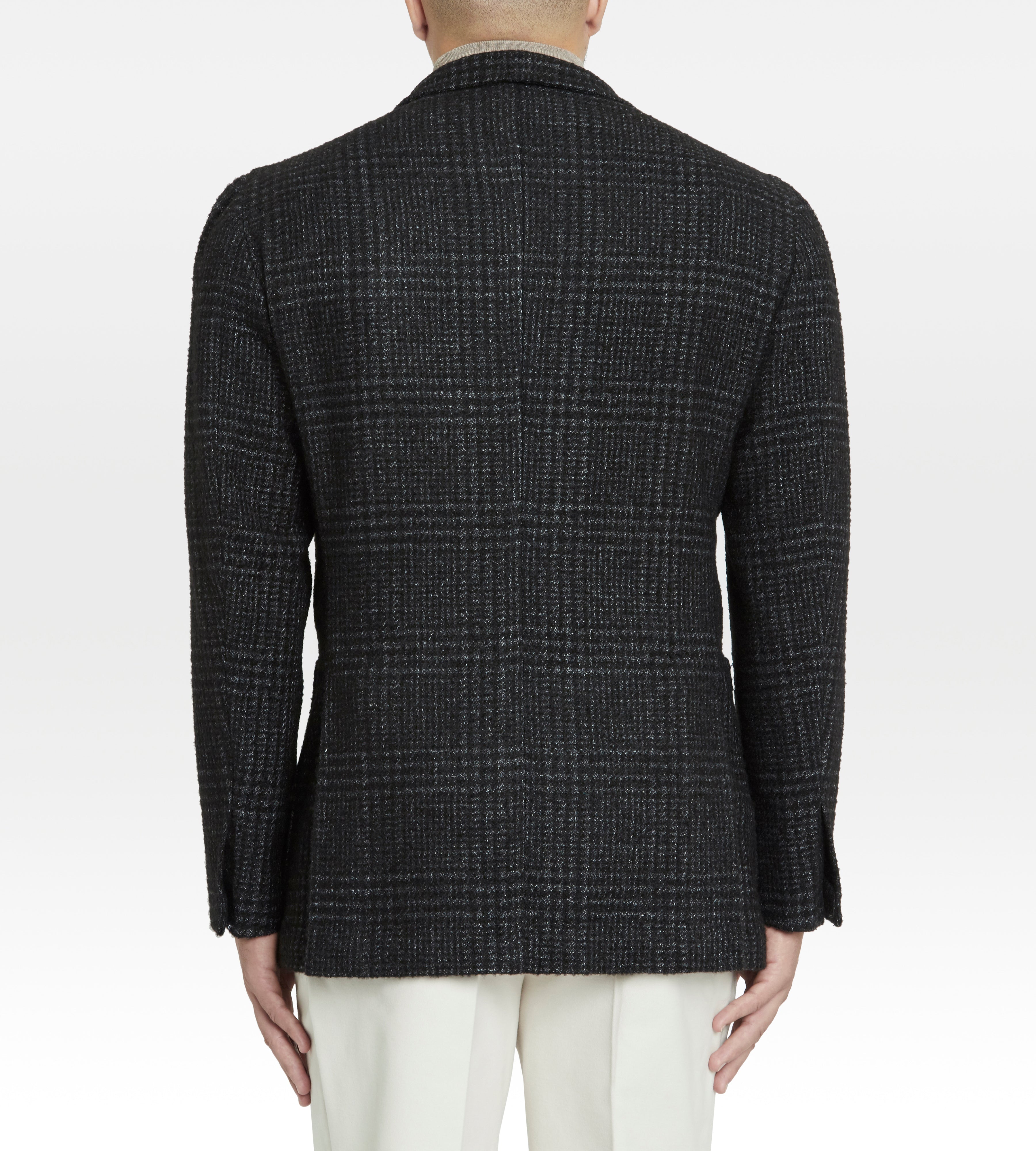Veste noire en cachemire à motif Prince de Galles