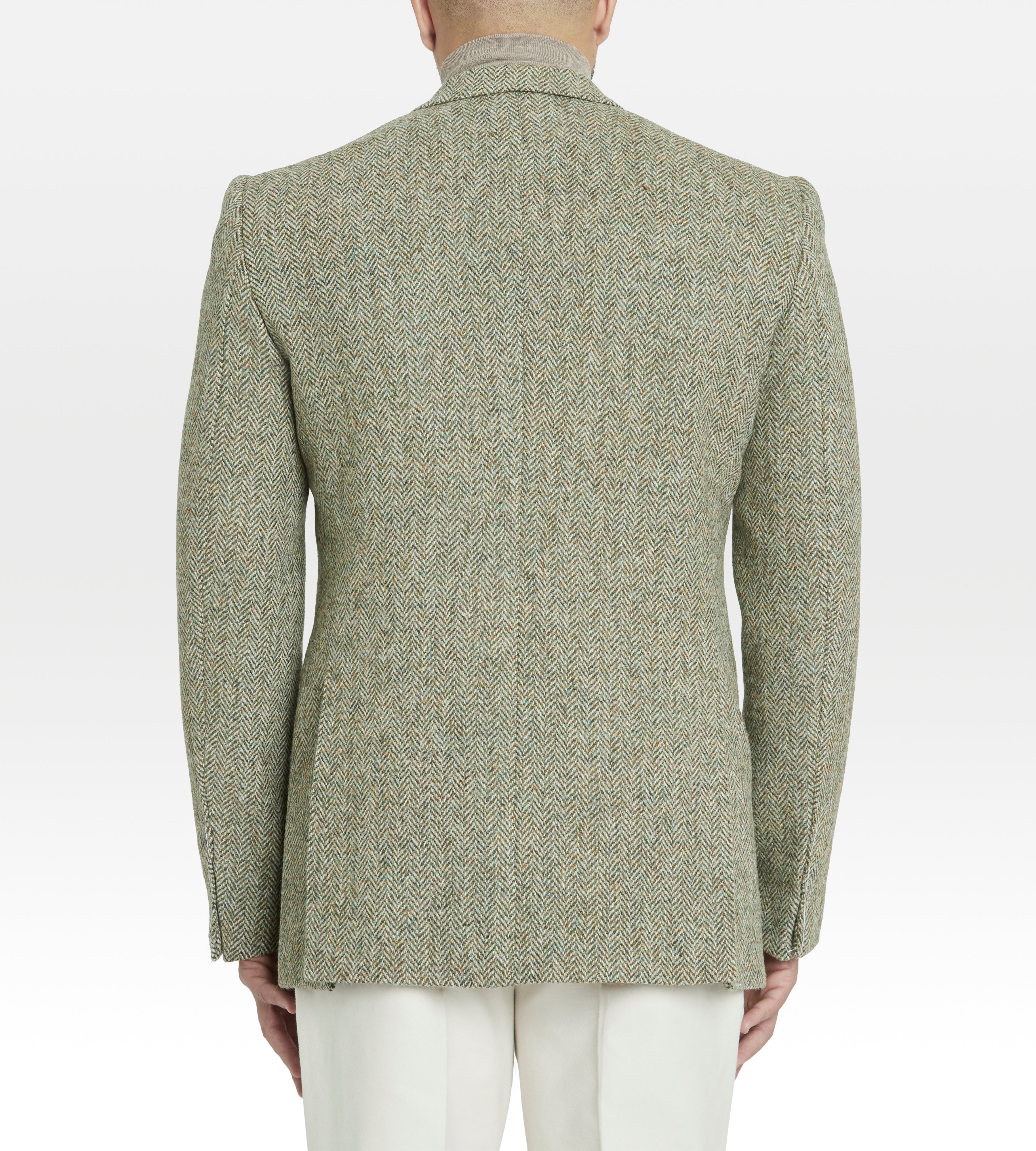 Veste verte à motif chevrons Harris Tweed