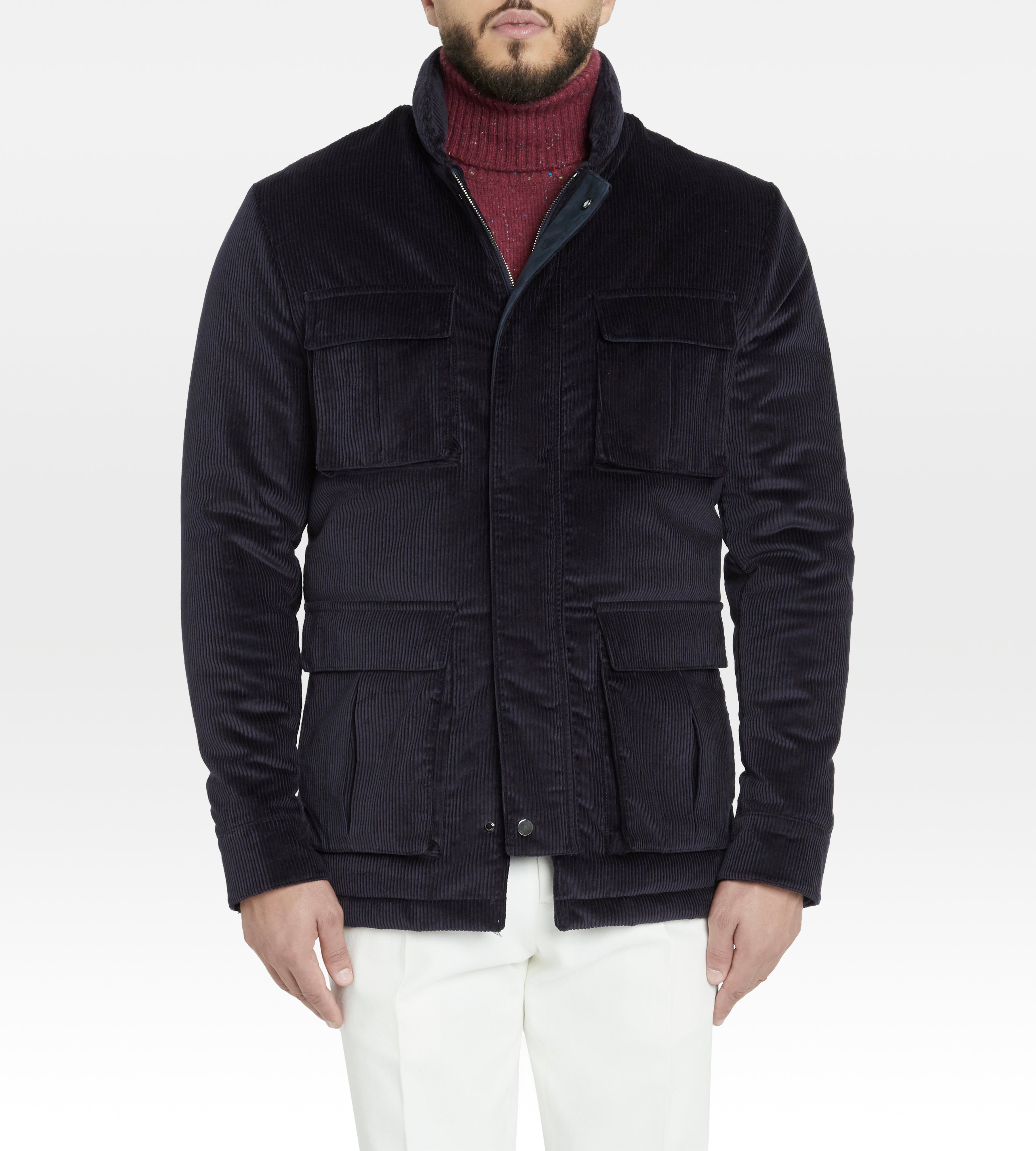 Veste en velours côtelé bleu marine