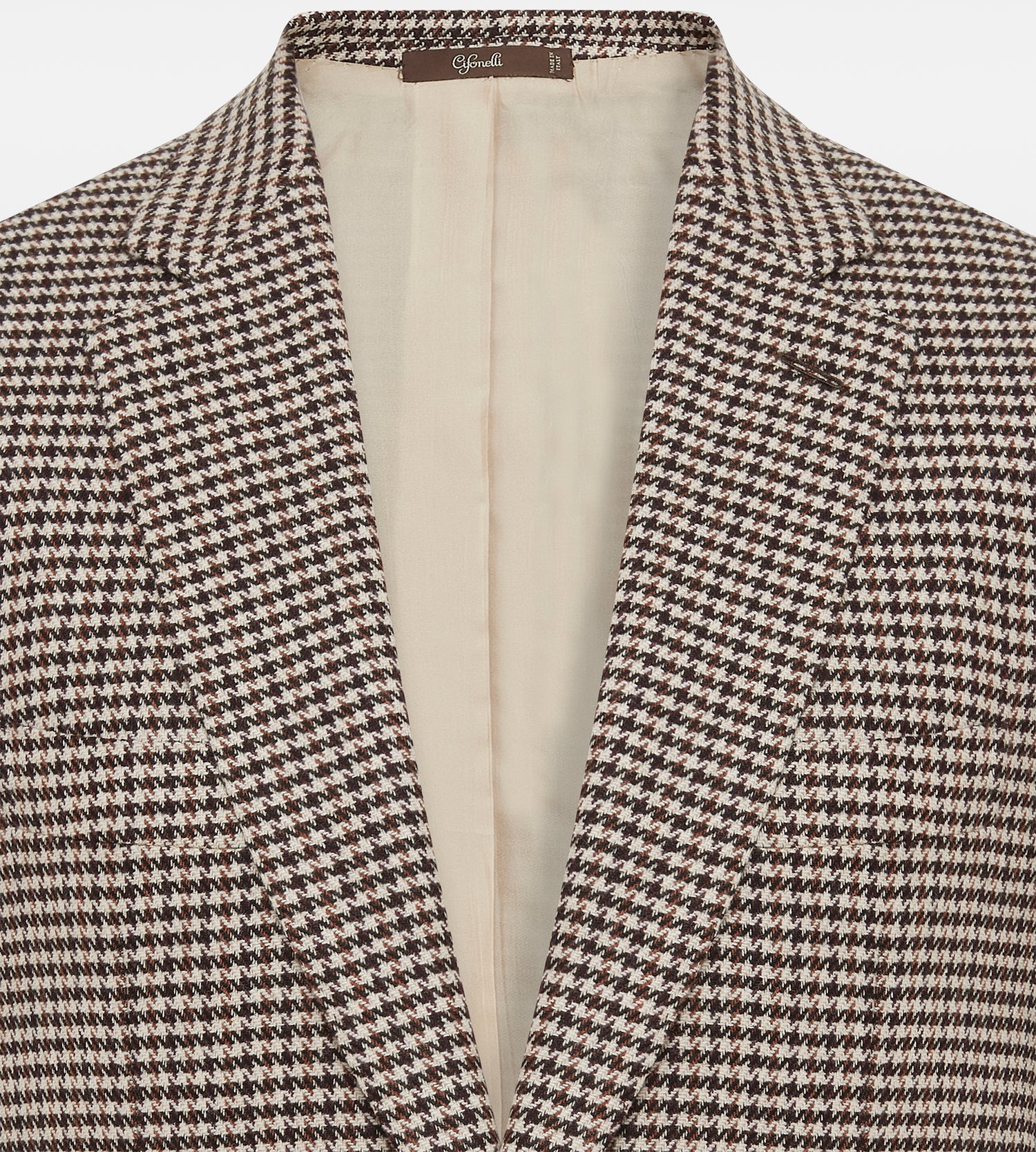 Veste marron en laine & cachemire à motif pied-de-poule