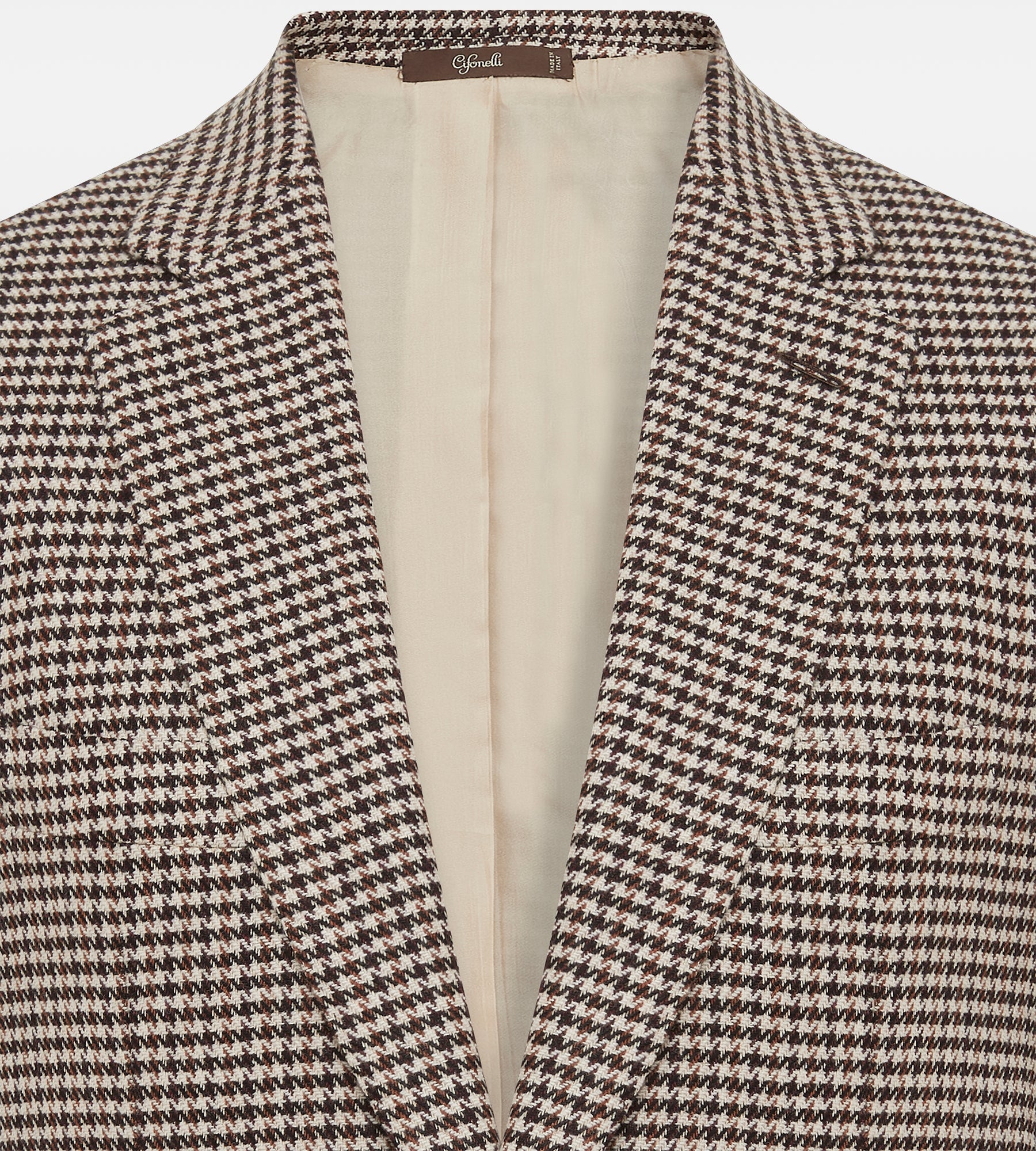 Veste marron en laine & cachemire à motif pied-de-poule