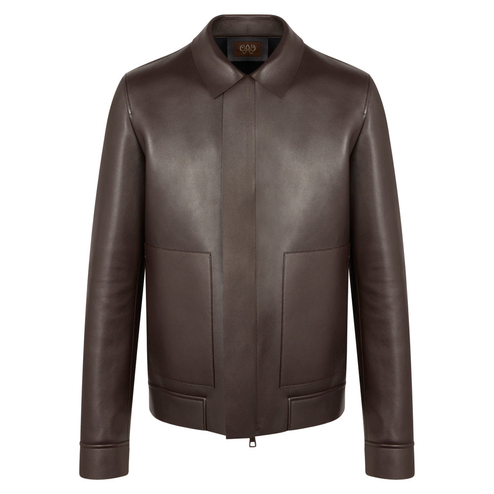 Veste en cuir marron