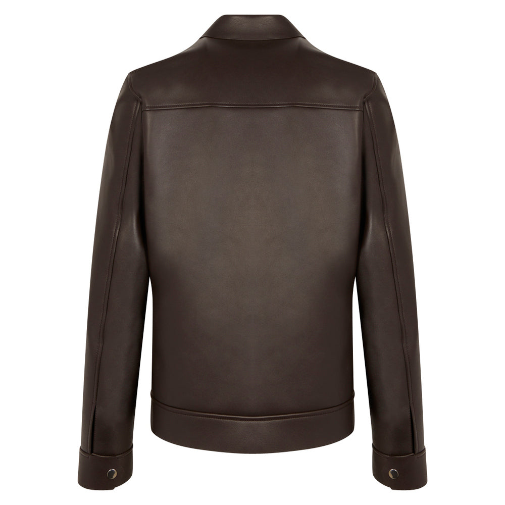 Veste en cuir marron