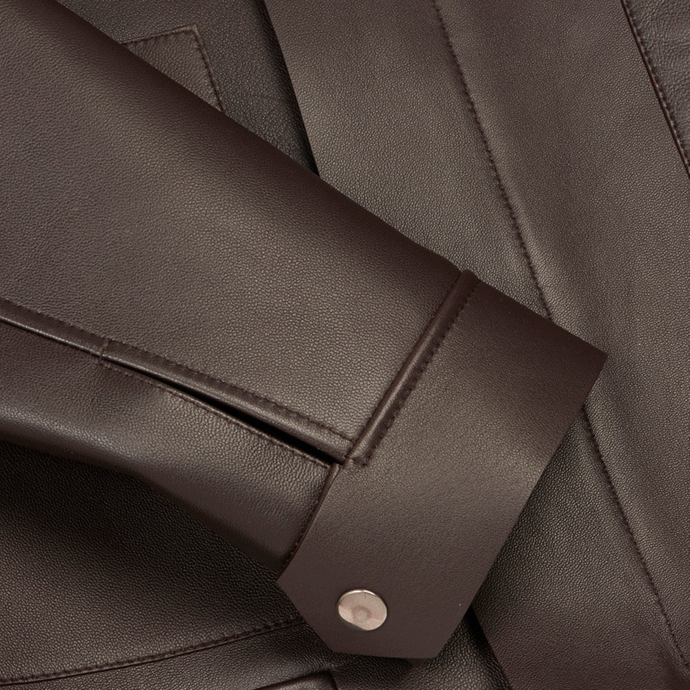 Veste en cuir marron