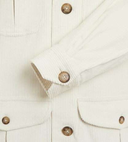 Sur-chemise en velours côtelé blanc cassé