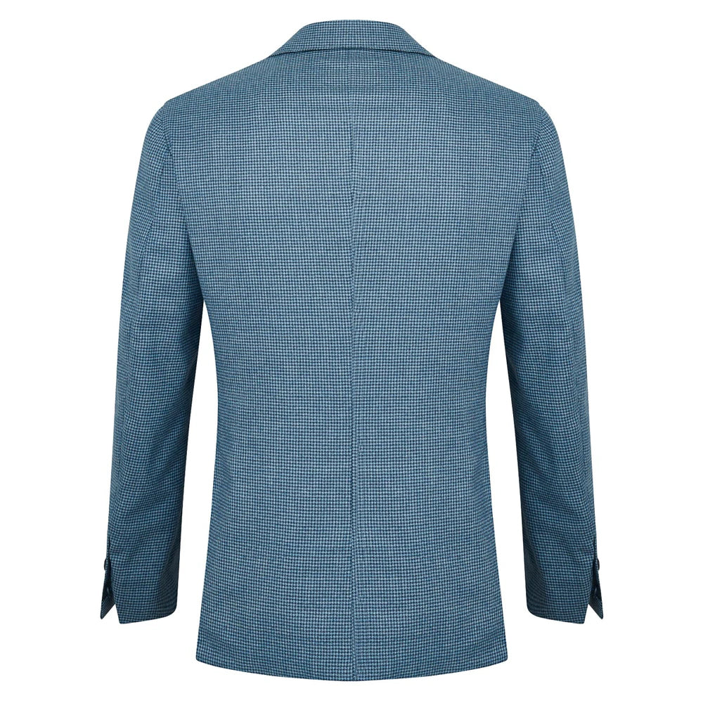 Veste en laine motif pied-de-poule bleu
