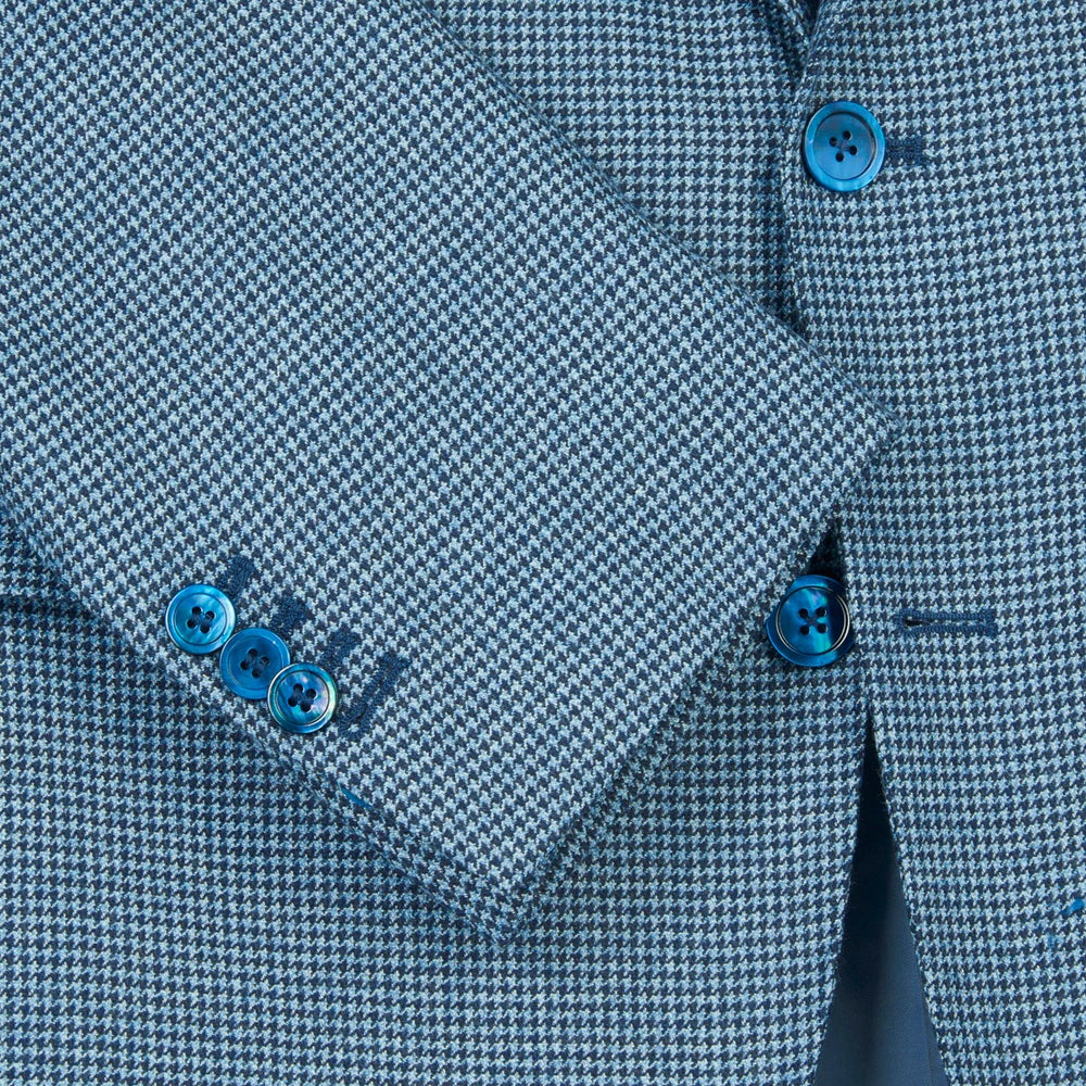 Veste en laine motif pied-de-poule bleu
