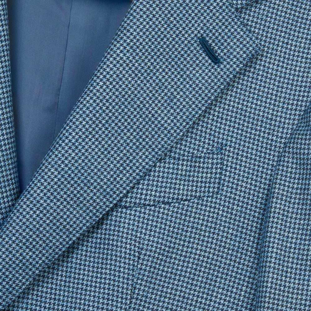 Veste en laine motif pied-de-poule bleu