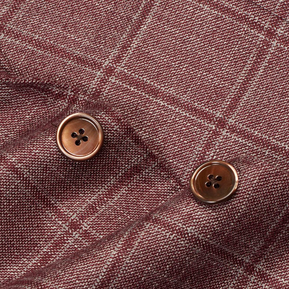 Veste rouge en soie & cachemire à carreaux fenêtre