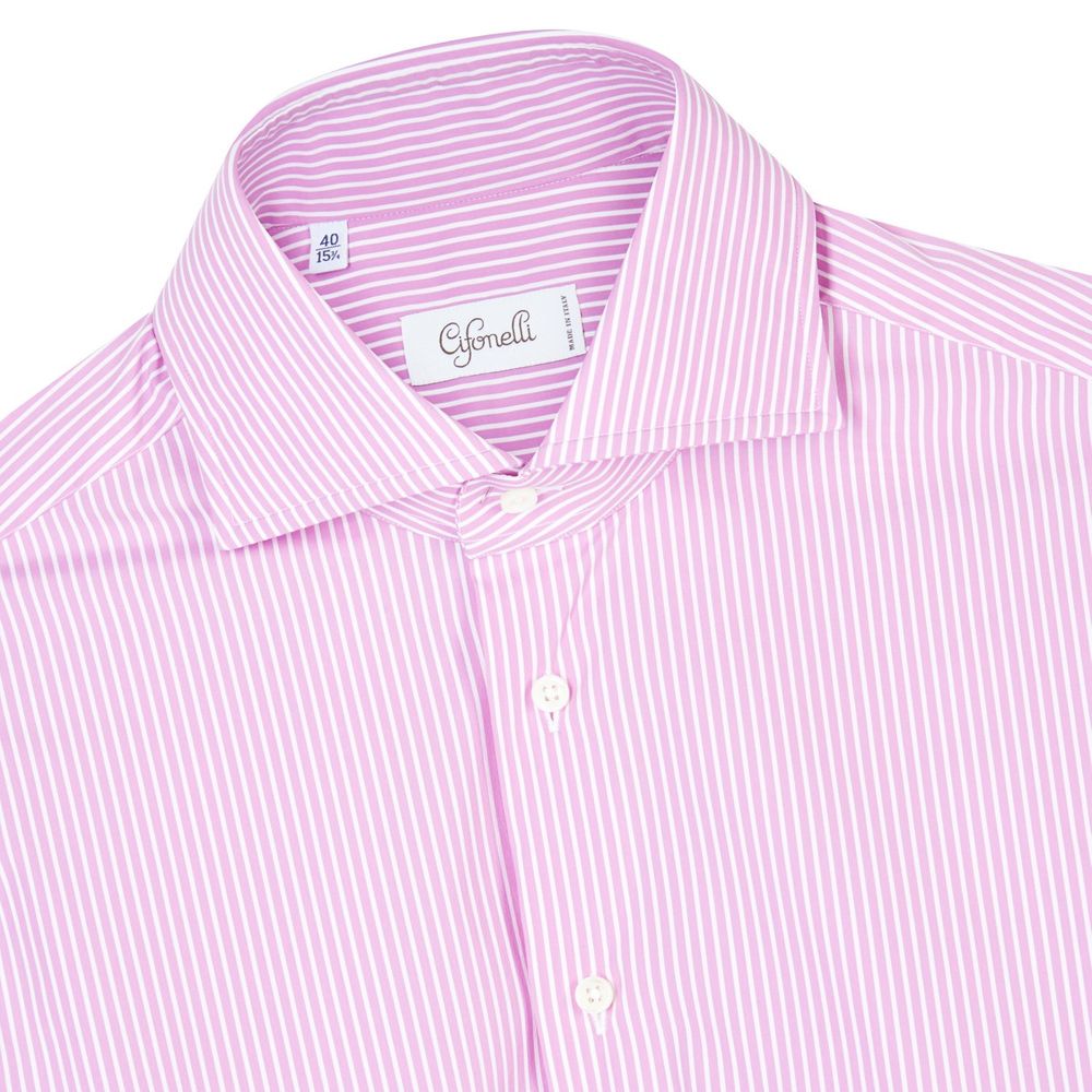 Chemise rose en coton à rayures