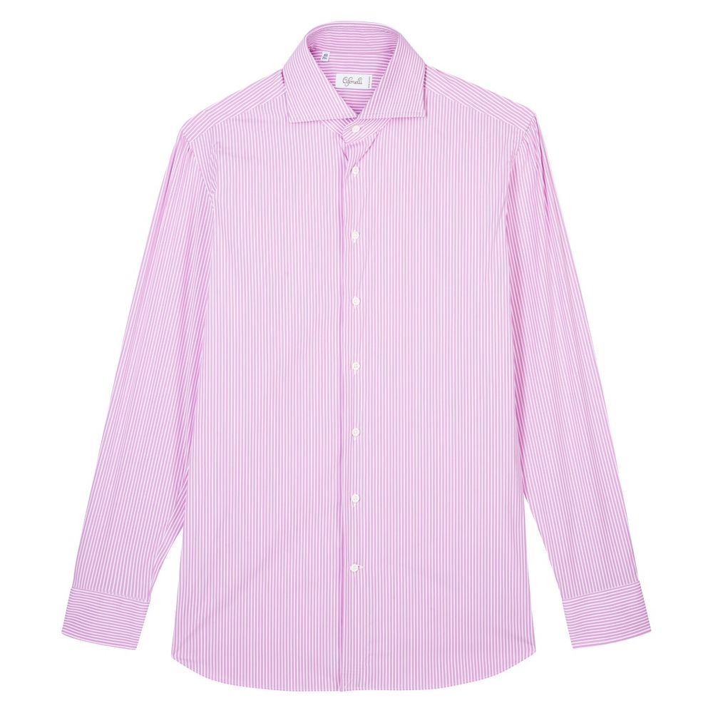 Chemise rose en coton à rayures