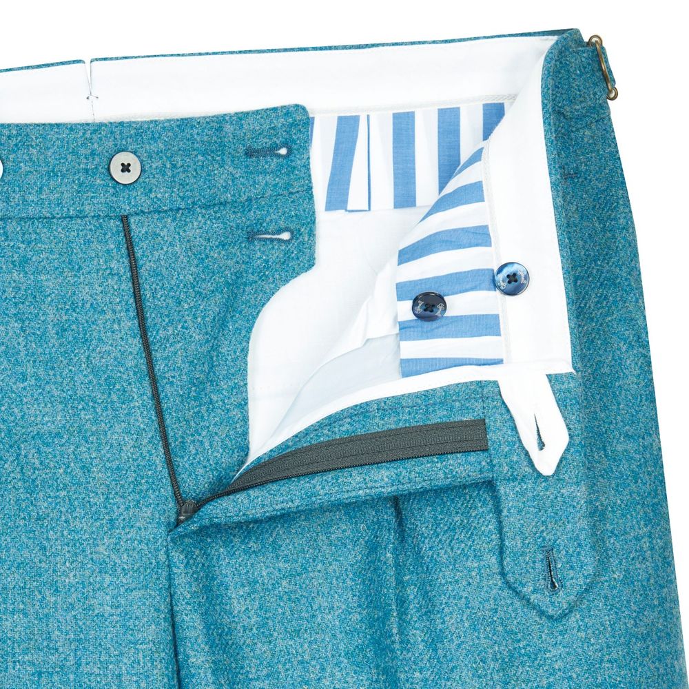 Pantalon en laine chambray bleu
