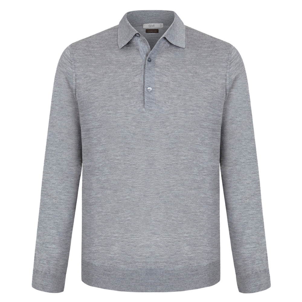 Polo en cachemire & soie gris clair