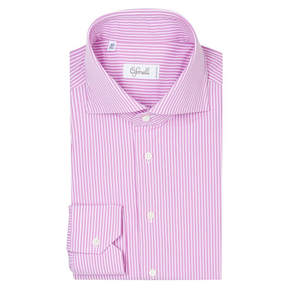 Chemise rose en coton à rayures