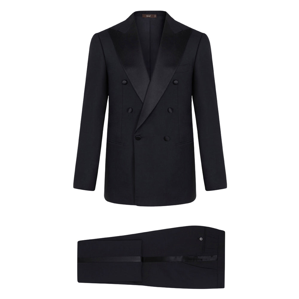 Smoking croisé noir en laine mohair