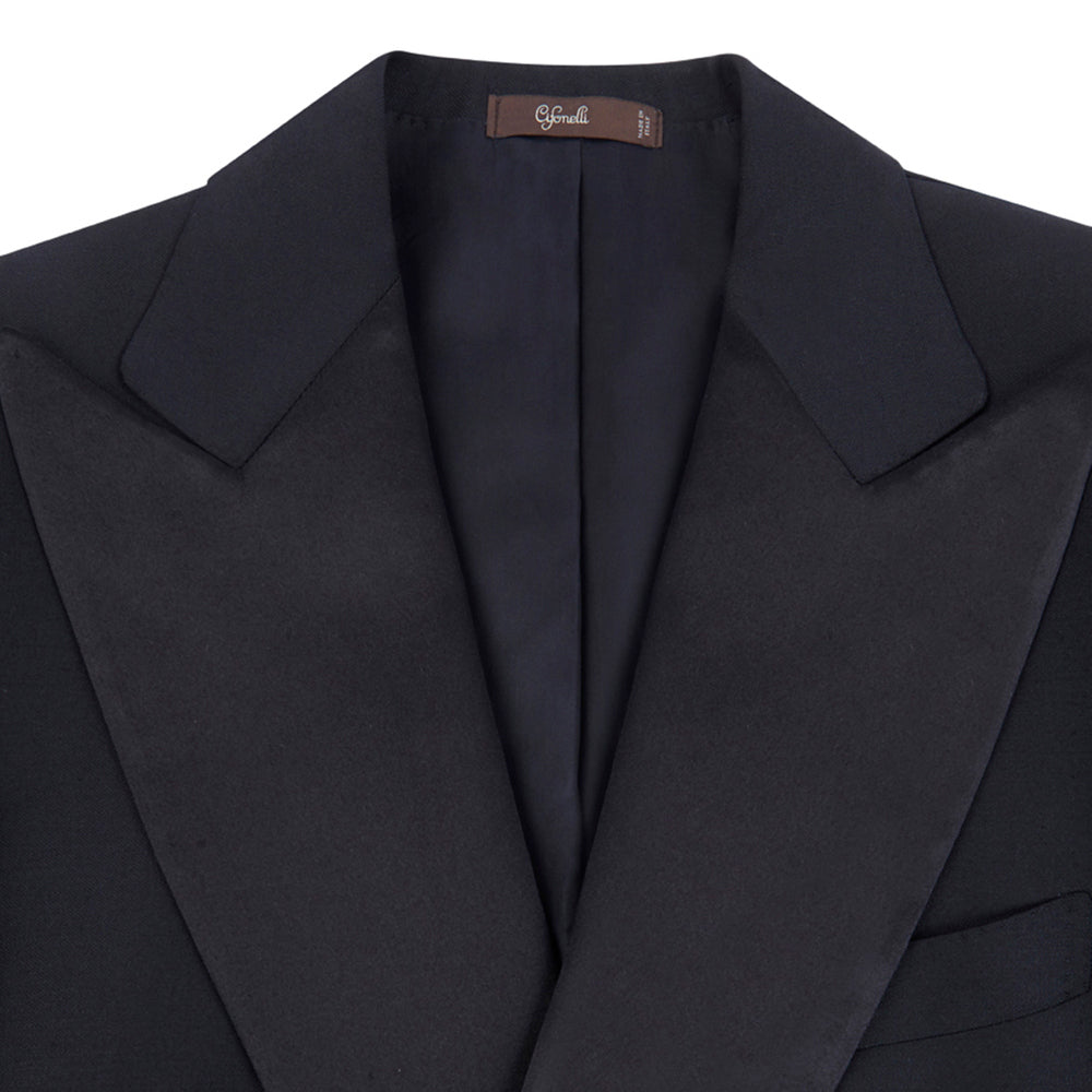 Smoking croisé noir en laine mohair