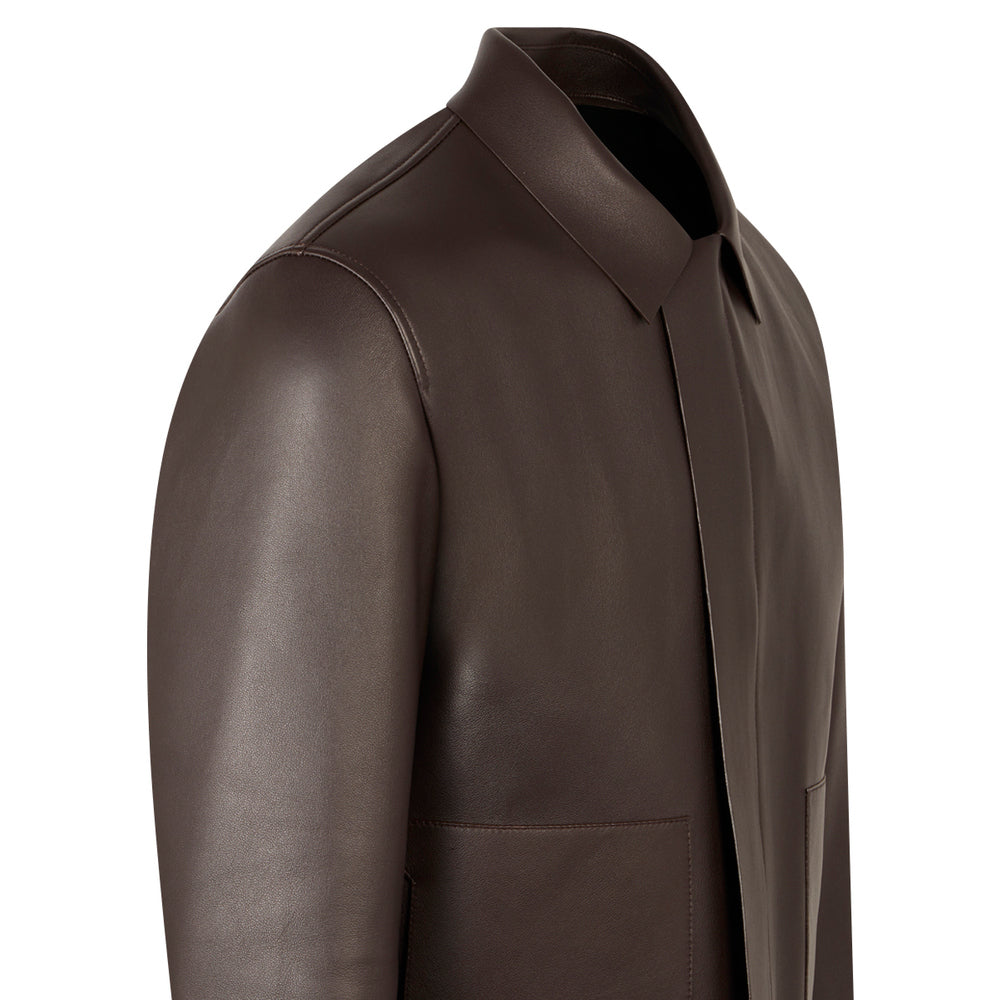 Veste en cuir marron
