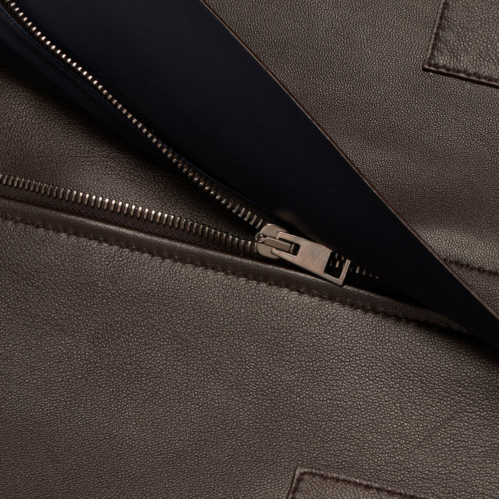Veste en cuir marron