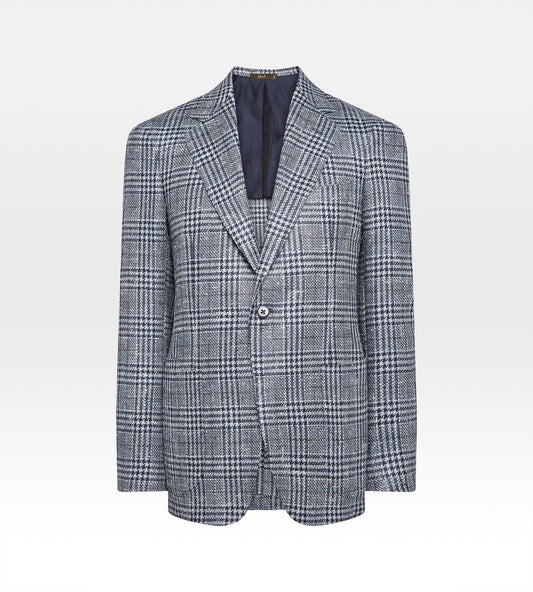 Veste Prince-de-Galles bleu en laine & soie