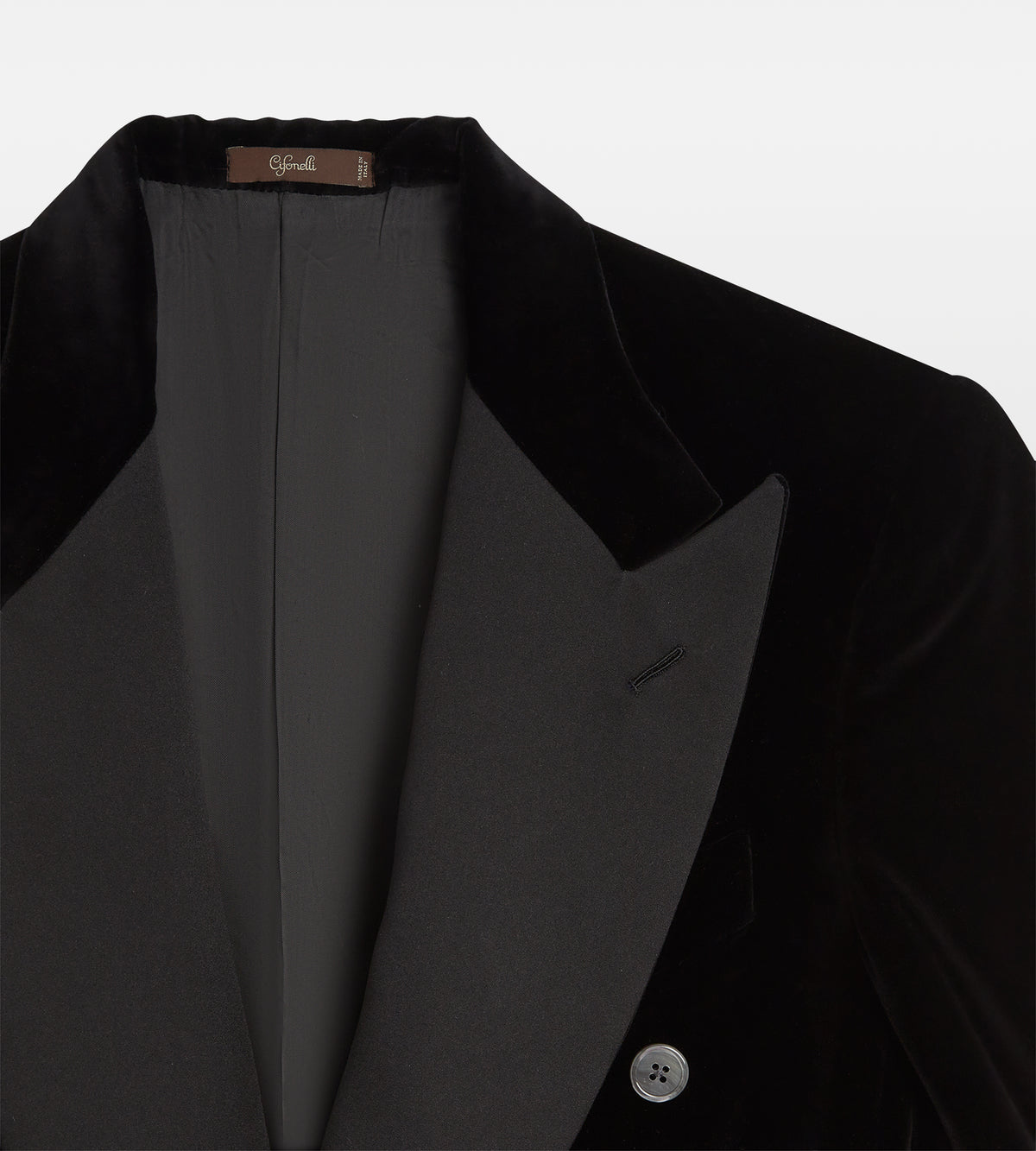 Veste de soirée croisée en velours et soie
