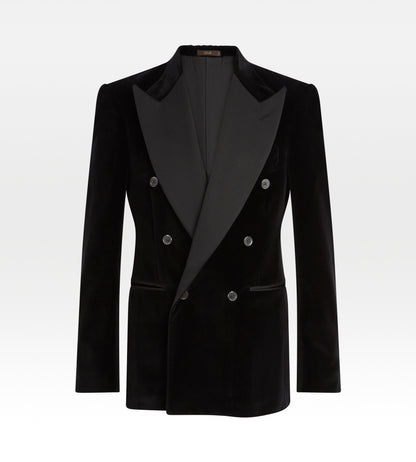 Veste de soirée croisée en velours et soie