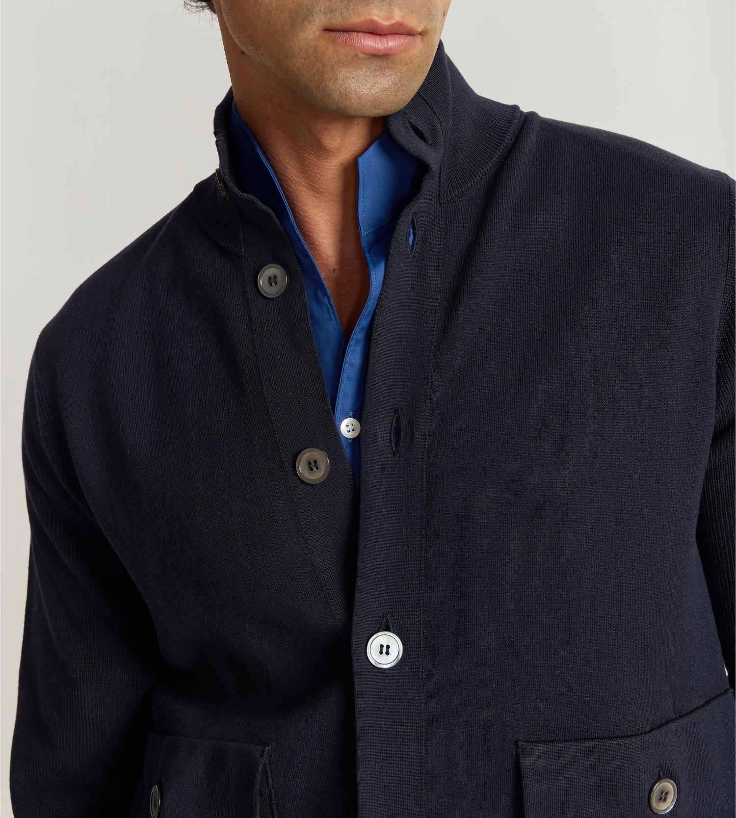 Blouson à col officier en laine