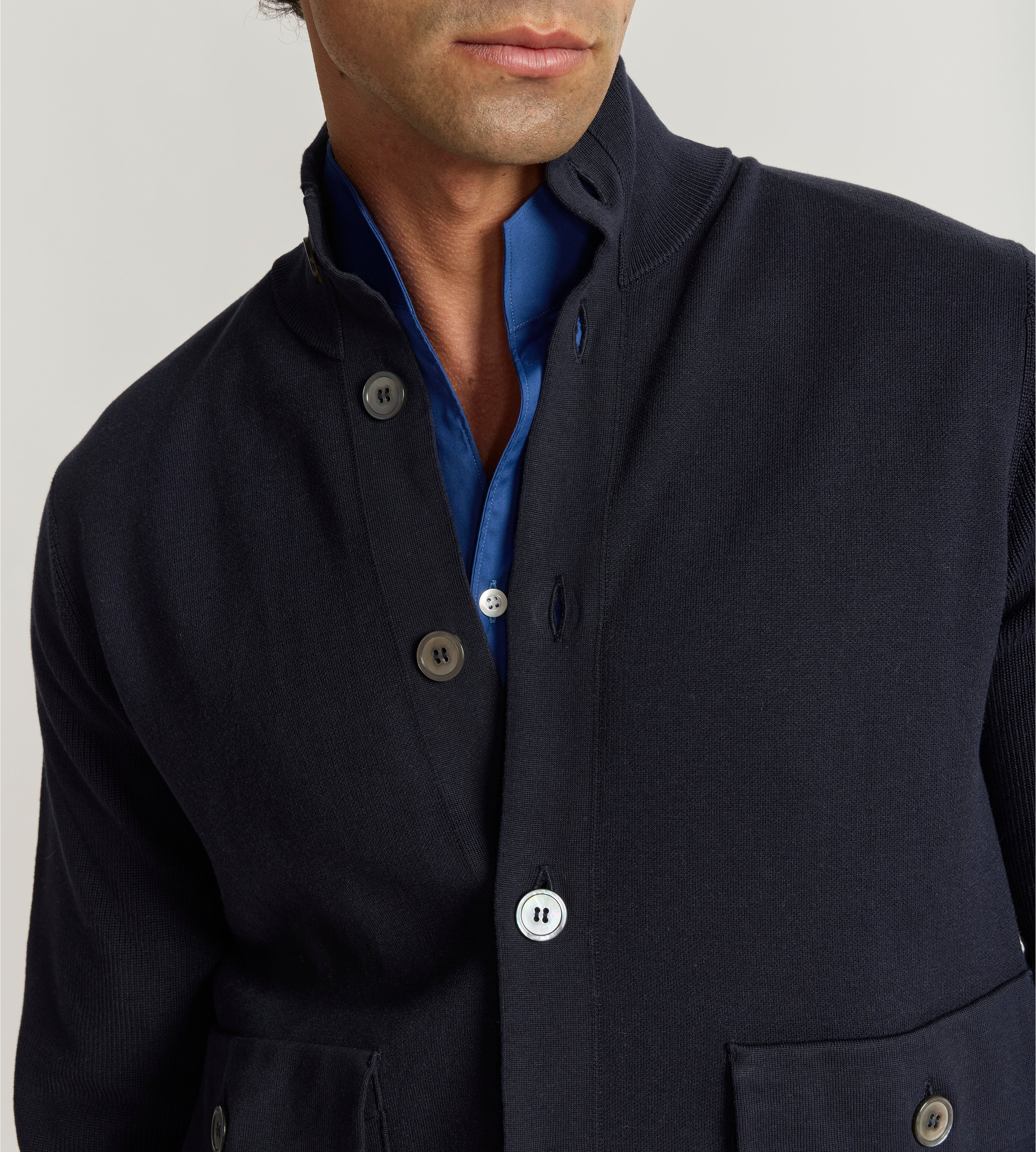 Blouson à col officier en laine