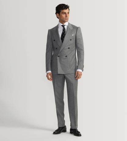 Costume croisé bas 6x1 gris clair en flanelle