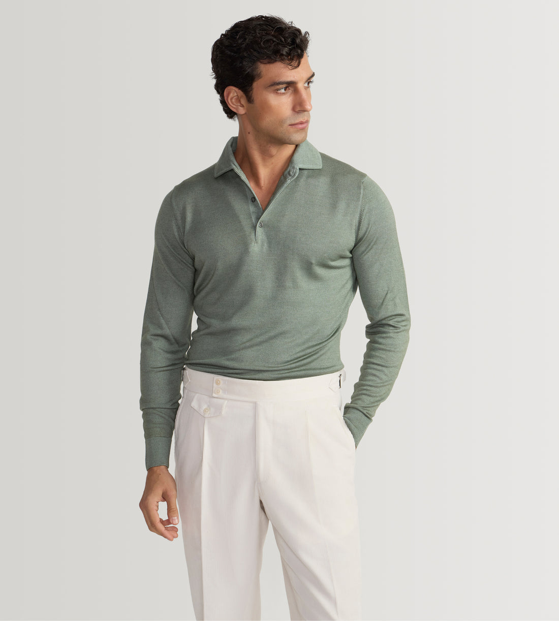 Polo vert en laine &amp; cachemire