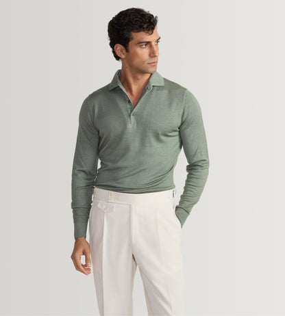 Polo vert en laine &amp; cachemire