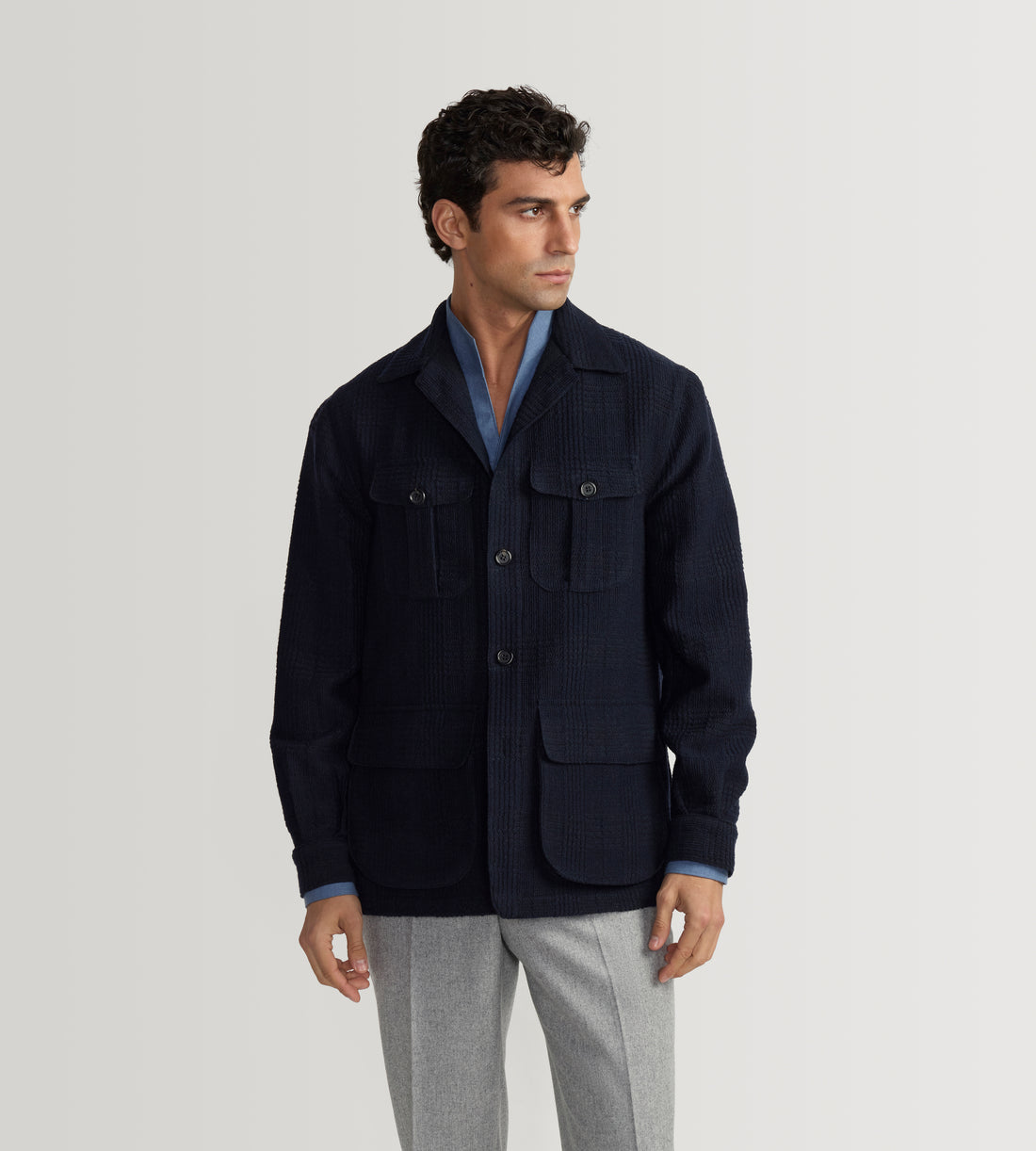 Teba safari en laine &amp; coton bleu marine