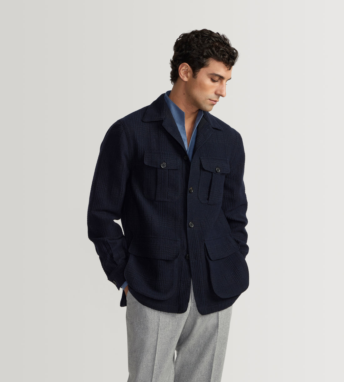 Teba safari en laine &amp; coton bleu marine