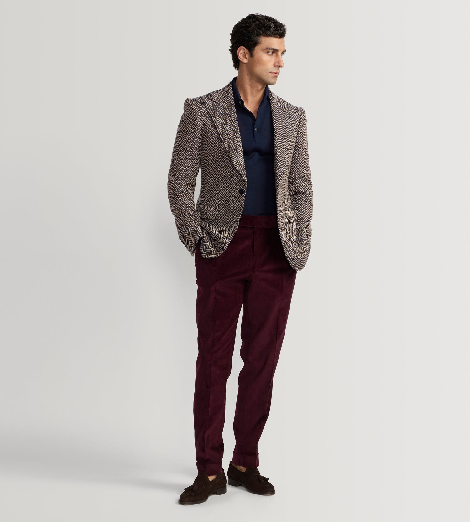 Polo bleu marine en laine &amp; cachemire