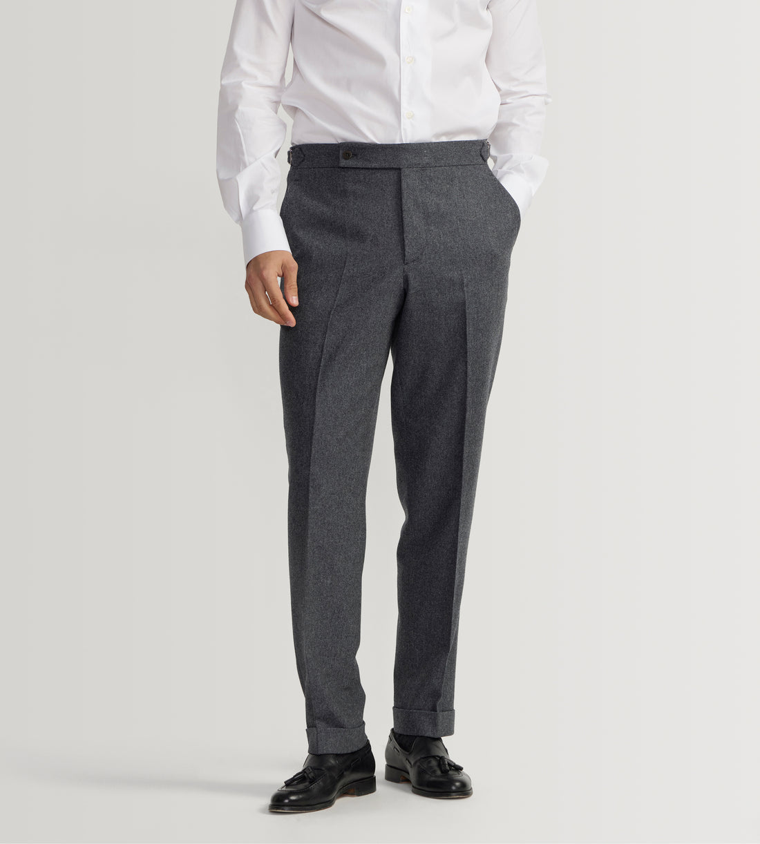 Pantalon en flanelle de laine gris foncé