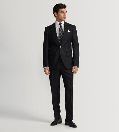 Costume à rayures en flanelle de laine noir