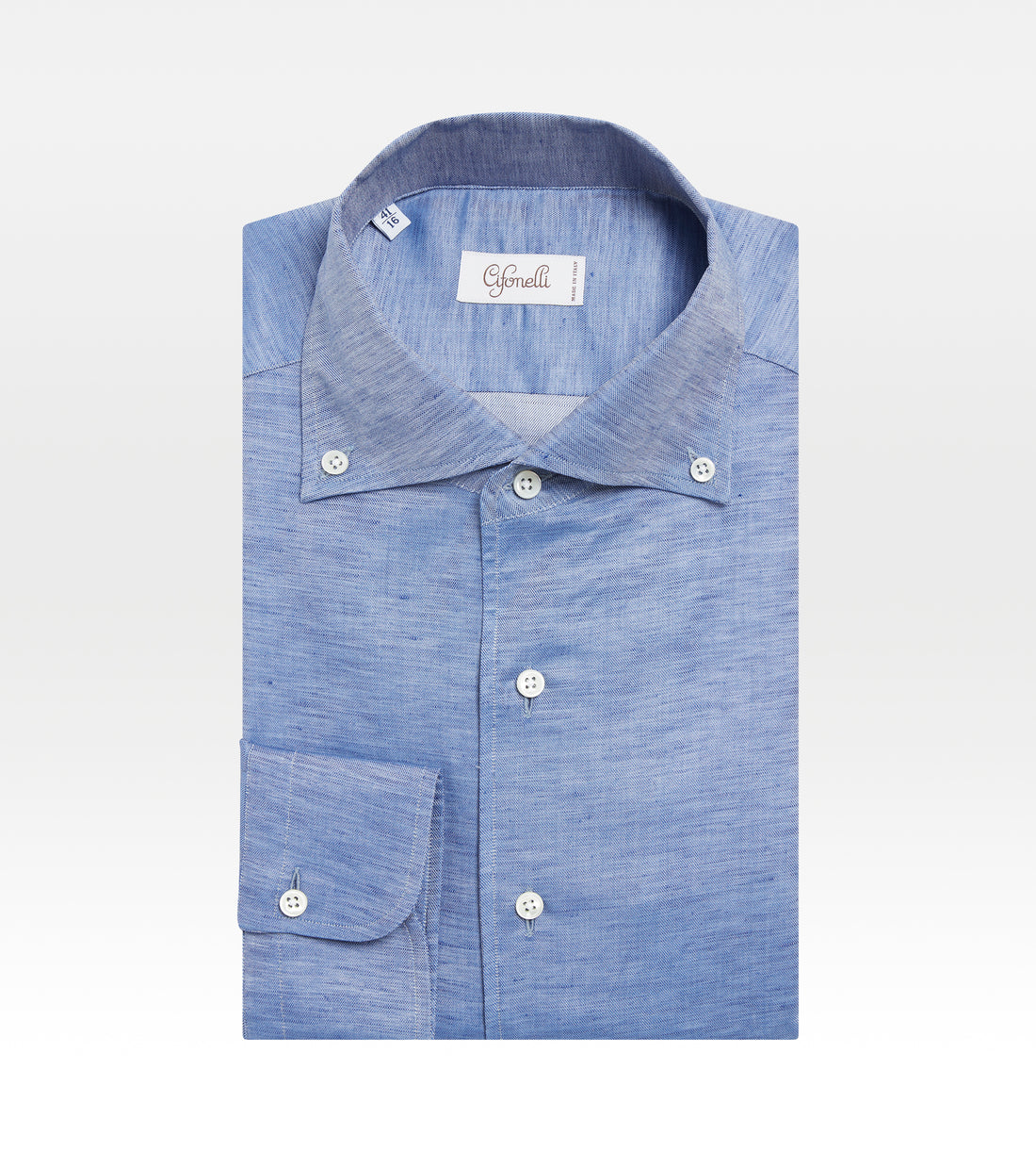 Chemise en coton bleue à col boutonné