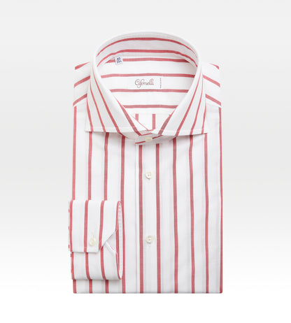 Chemise rayée blanche &amp; rouge en coton