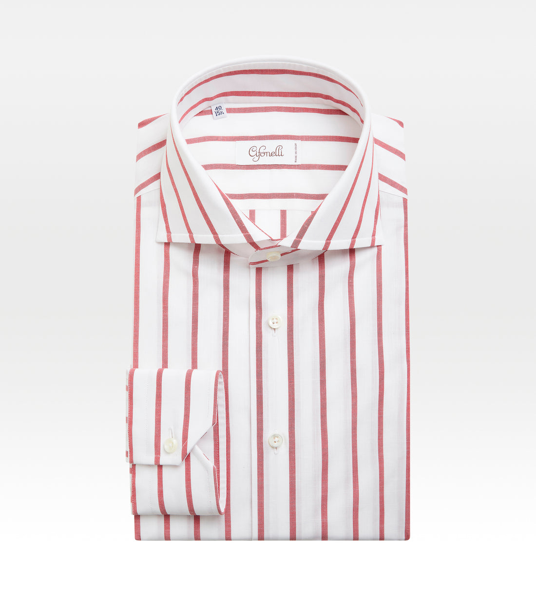 White & red cotton striped shirt