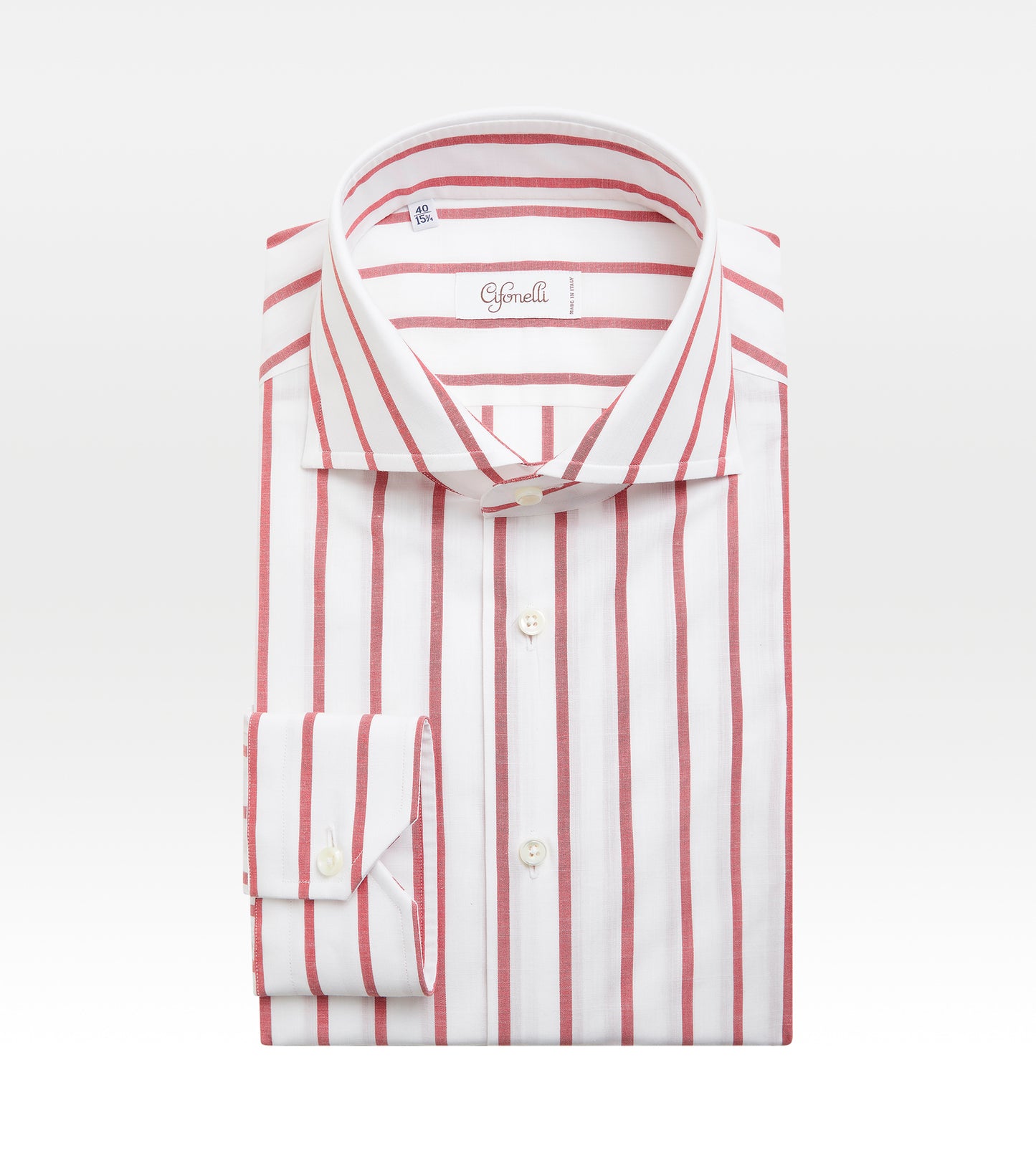 Chemise rayée blanche & rouge en coton