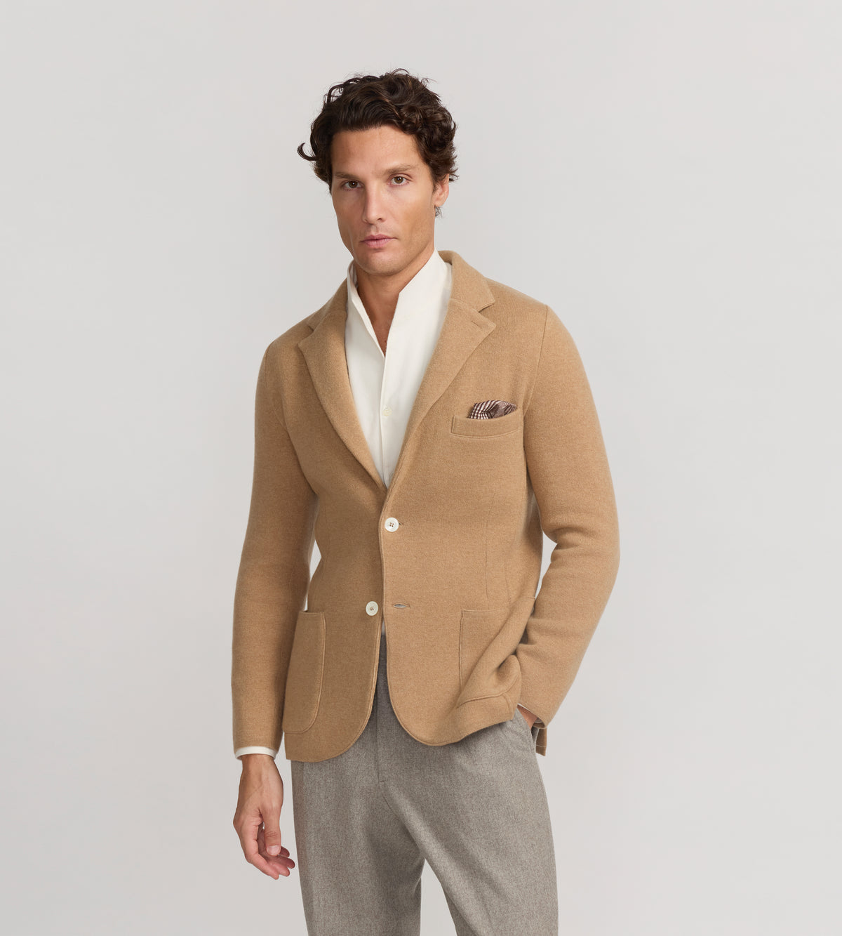 Cardigan droit en cachemire camel